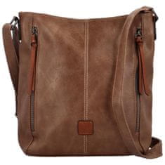 Urban Style Stylová dámská koženková crossbody kabelka Barcia, khaki-hnědá