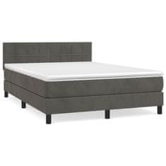 Vidaxl Box spring postel s matrací tmavě šedá 140x200 cm samet