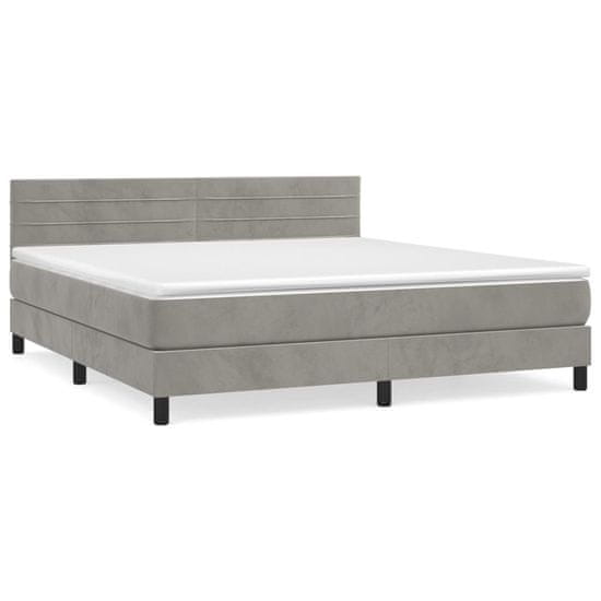 Vidaxl Box spring postel s matrací světle šedá 160x200 cm samet