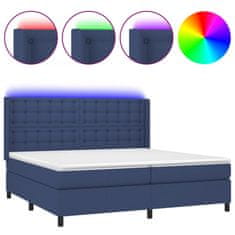 Vidaxl Box spring postel s matrací a LED modrá 200x200 cm textil