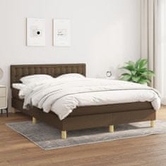 Vidaxl Box spring postel s matrací tmavě hnědá 140x190 cm textil