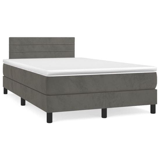 Vidaxl Box spring postel s matrací tmavě šedá 120 x 200 cm samet