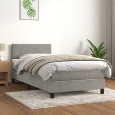 Vidaxl Box spring postel s matrací světle šedá 100x200 cm samet