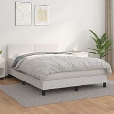 Vidaxl Box spring postel s matrací bílá 140x200 cm umělá kůže