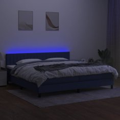 Vidaxl Box spring postel s matrací a LED modrá 200x200 cm textil