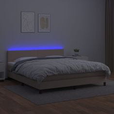 Vidaxl Box spring postel matrace a LED cappuccino 160x200cm umělá kůže