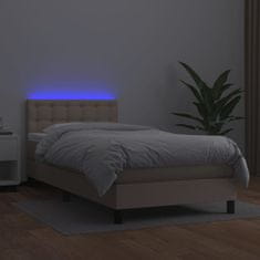 Vidaxl Box spring postel matrace a LED cappuccino 80x200 cm umělá kůže