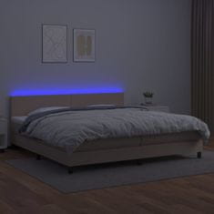 Vidaxl Box spring postel matrace a LED cappuccino 200x200cm umělá kůže