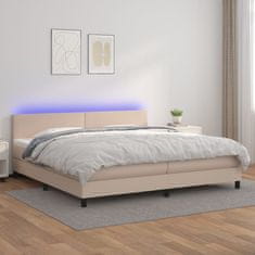 Vidaxl Box spring postel matrace a LED cappuccino 200x200cm umělá kůže