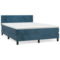 Vidaxl Box spring postel s matrací tmavě modrá 140x200 cm samet