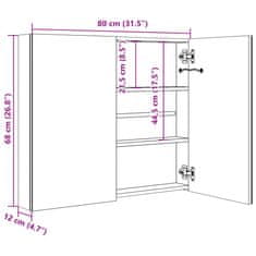 Vidaxl LED koupelnová skříňka se zrcadlem šedá 80 x 12 x 68 cm