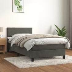 Vidaxl Box spring postel s matrací tmavě šedá 100x200 cm samet