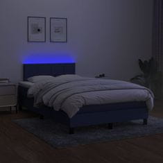 Vidaxl Box spring postel s matrací a LED modrá 120 x 200 cm textil