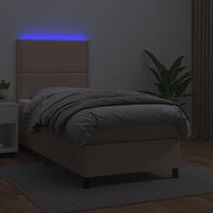 Vidaxl Box spring postel matrace a LED cappuccino 80x200 cm umělá kůže