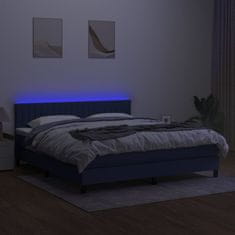 Vidaxl Box spring postel s matrací a LED modrá 160x200 cm textil