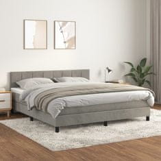 Vidaxl Box spring postel s matrací světle šedá 180x200 cm samet