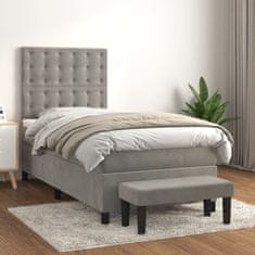 Vidaxl Box spring postel s matrací světle šedá 100x200 cm samet