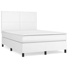 Vidaxl Box spring postel s matrací bílá 140x200 cm umělá kůže