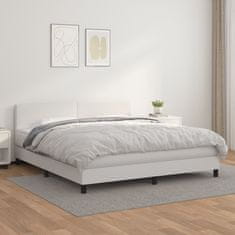 Vidaxl Box spring postel s matrací bílá 180x200 cm umělá kůže