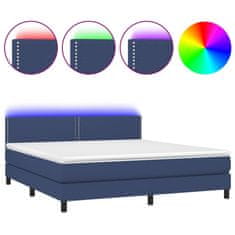 Vidaxl Box spring postel s matrací a LED modrá 160x200 cm textil