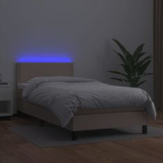 Vidaxl Box spring postel matrace a LED cappuccino 80x200 cm umělá kůže