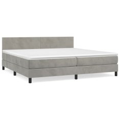 Vidaxl Box spring postel s matrací světle šedá 200x200 cm samet