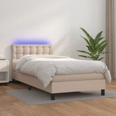 Vidaxl Box spring postel matrace a LED cappuccino 80x200 cm umělá kůže