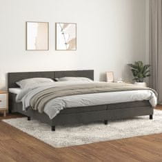 Vidaxl Box spring postel s matrací tmavě šedá 200x200 cm samet