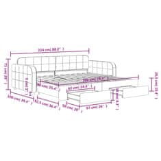 Vidaxl Válenda s přistýlkou a zásuvkami modrá 90 x 200 cm samet