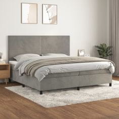 Vidaxl Box spring postel s matrací světle šedá 200x200 cm samet