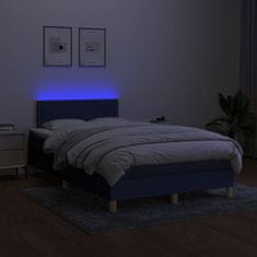 Vidaxl Box spring postel s matrací a LED modrá 120 x 200 cm textil