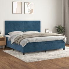 Vidaxl Box spring postel s matrací tmavě modrá 200x200 cm samet