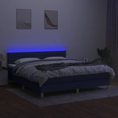 Vidaxl Box spring postel s matrací a LED modrá 160x200 cm textil