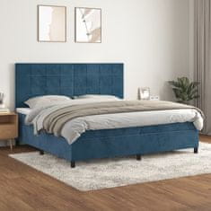 Vidaxl Box spring postel s matrací tmavě modrá 200x200 cm samet