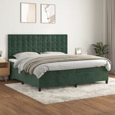 Vidaxl Box spring postel s matrací tmavě zelená 200x200 cm samet