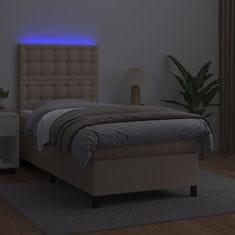 Vidaxl Box spring postel matrace a LED cappuccino 100x200cm umělá kůže