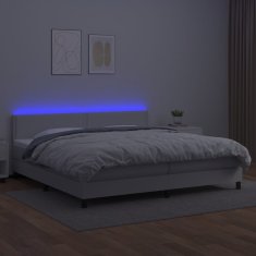 Vidaxl Box spring postel s matrací a LED bílá 200x200 cm umělá kůže