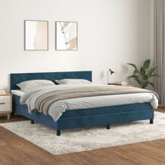 Vidaxl Box spring postel s matrací tmavě modrá 180x200 cm samet