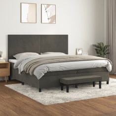 Vidaxl Box spring postel s matrací tmavě šedá 200x200 cm samet