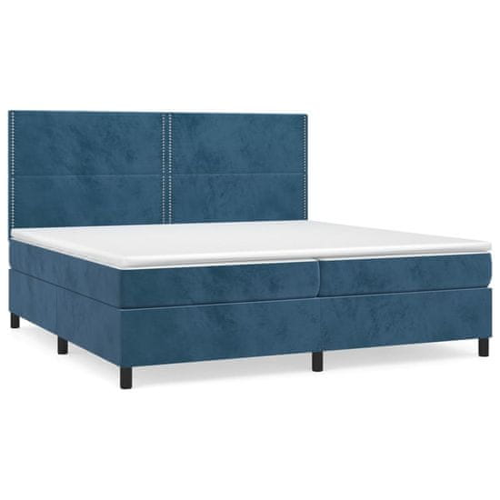 Vidaxl Box spring postel s matrací tmavě modrá 200x200 cm samet