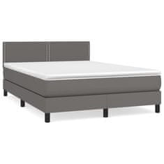 Vidaxl Box spring postel s matrací šedá 140x200 cm umělá kůže