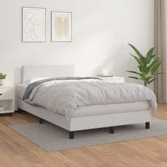 Vidaxl Box spring postel s matrací bílá 120x200 cm umělá kůže