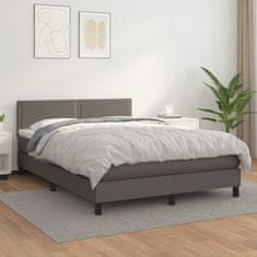 Vidaxl Box spring postel s matrací šedá 140x200 cm umělá kůže