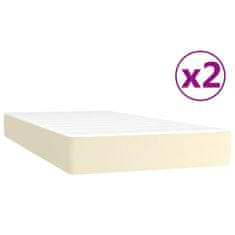 Vidaxl Box spring postel s matrací krémová 200x200 cm umělá kůže