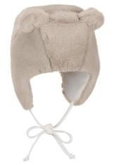 Sterntaler Čepice zimní kožešina s oušky na zavazování beige uni vel. 47 cm- 9-12 m