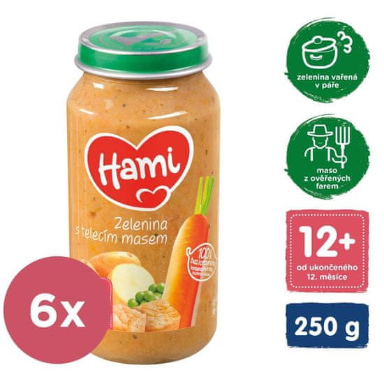 Hami 6x Roláda - zelenina a telecí maso (250 g) - maso-zeleninový příkrm