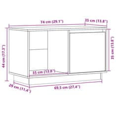 Vidaxl TV skříňka černá 74 x 35 x 44 cm masivní borové dřevo