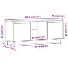 Vidaxl TV skříňka 110,5 x 35 x 44 cm masivní borové dřevo