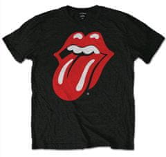 CurePink Pánské tričko The Rolling Stones: Classic Tongue (L) černé