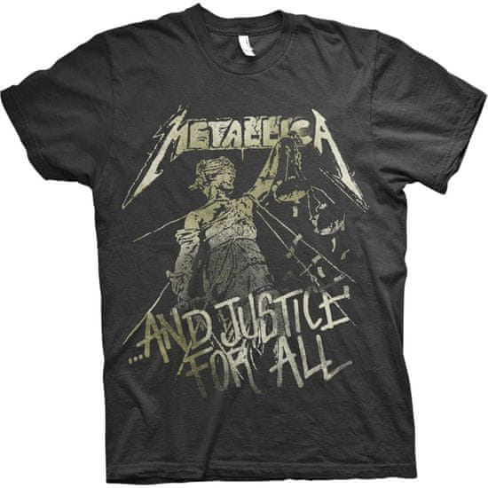 CurePink Pánské tričko Metallica: Justice Vintage (L) černá bavlna